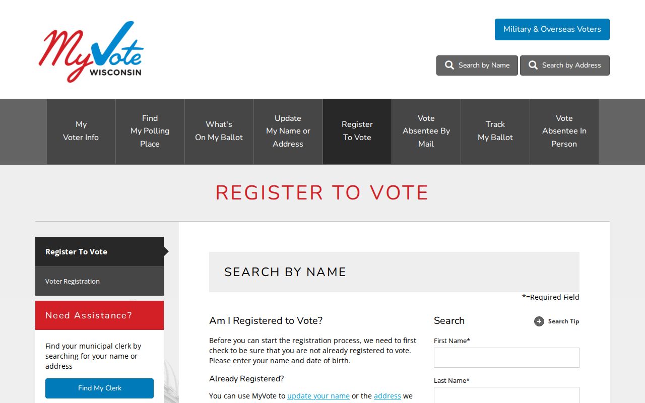 Pleasant Prairie resident lookup through the Wisconsin MyVote voter screen